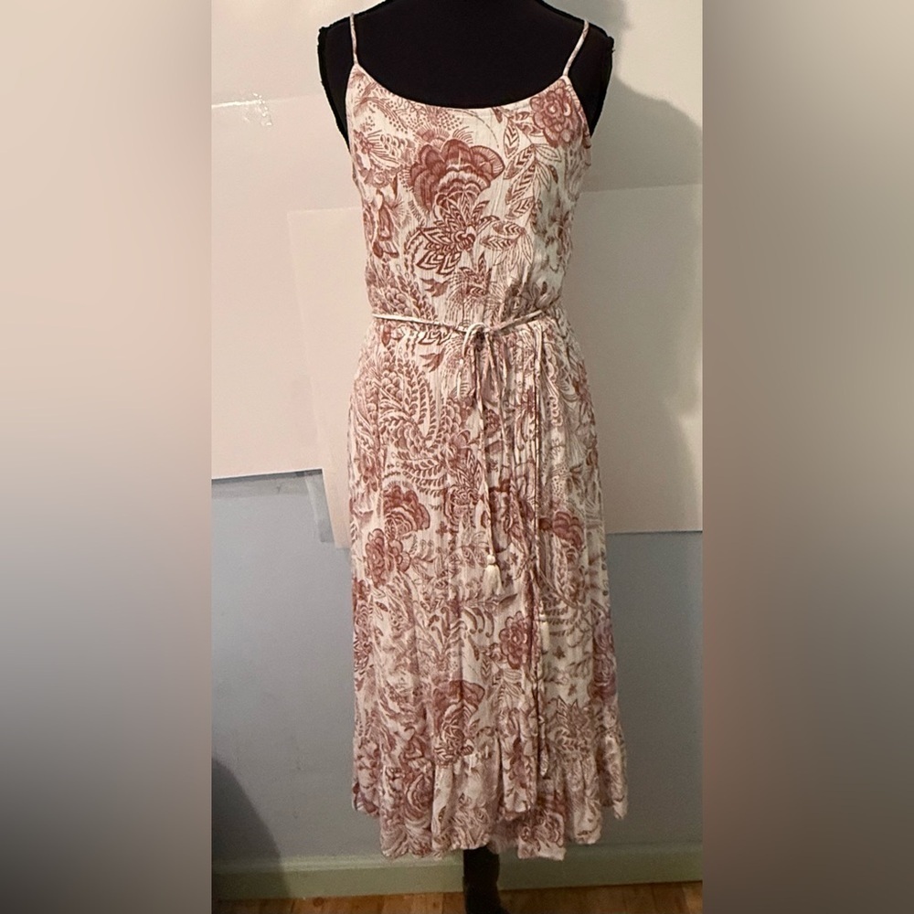 Lovestitch Terracotta Floral Maxi Dress gauzy fully lined adjustable straps